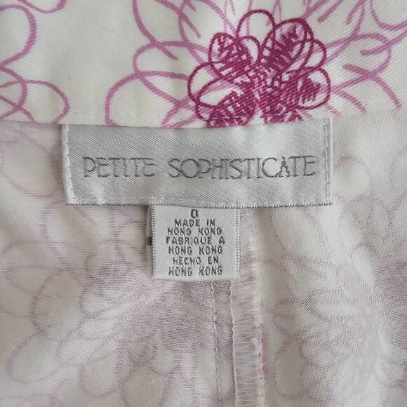Petite Sophisticate Vintage Floral Shorts | EUC | 0P | White, Purple/Magenta - Picture 10 of 12